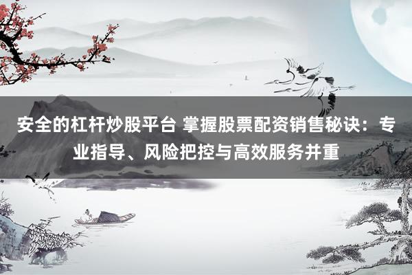 安全的杠杆炒股平台 掌握股票配资销售秘诀：专业指导、风险把控与高效服务并重