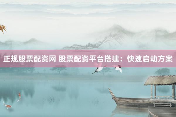 正规股票配资网 股票配资平台搭建：快速启动方案