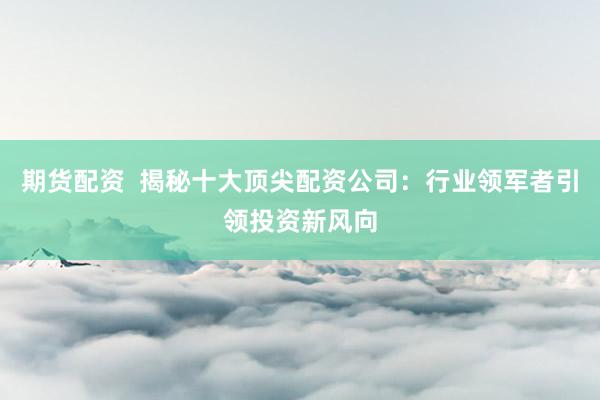 期货配资  揭秘十大顶尖配资公司：行业领军者引领投资新风向