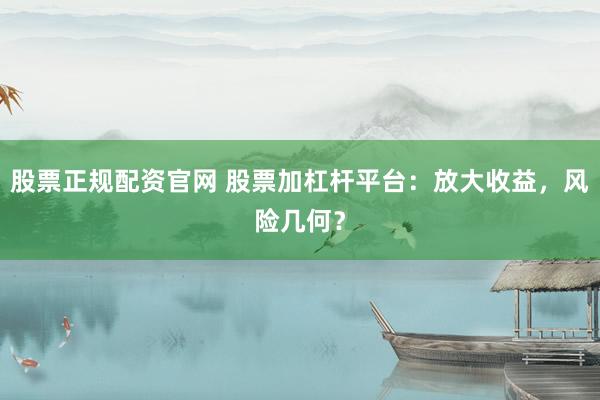 股票正规配资官网 股票加杠杆平台：放大收益，风险几何？