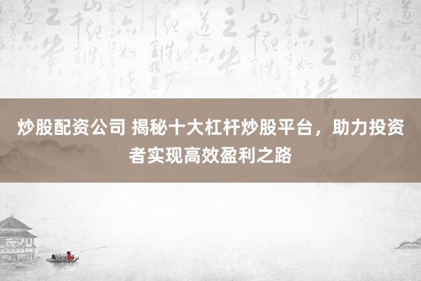 炒股配资公司 揭秘十大杠杆炒股平台，助力投资者实现高效盈利之路