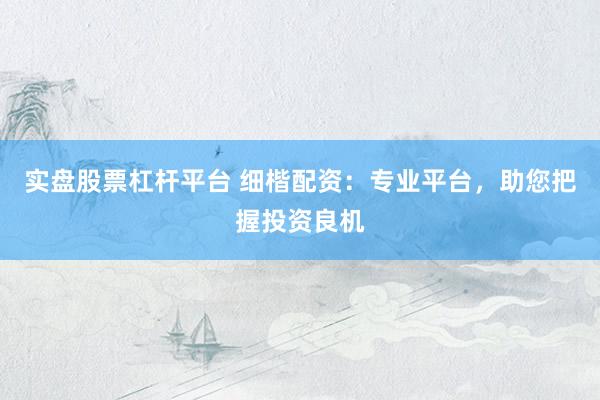 实盘股票杠杆平台 细楷配资：专业平台，助您把握投资良机