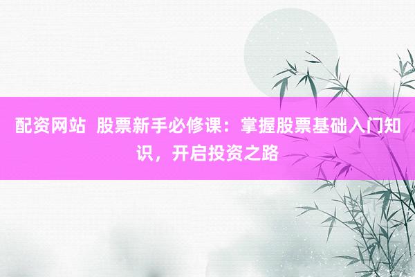配资网站  股票新手必修课：掌握股票基础入门知识，开启投资之路