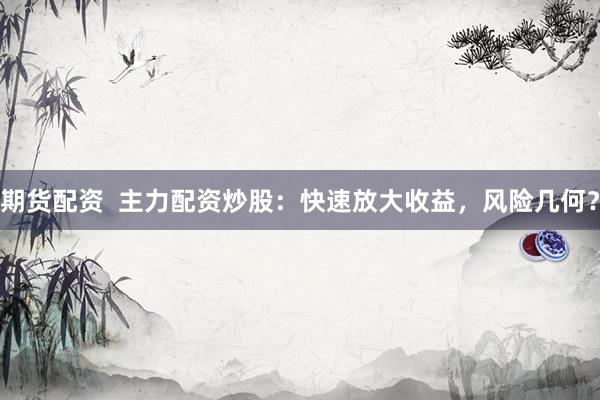 期货配资  主力配资炒股：快速放大收益，风险几何？