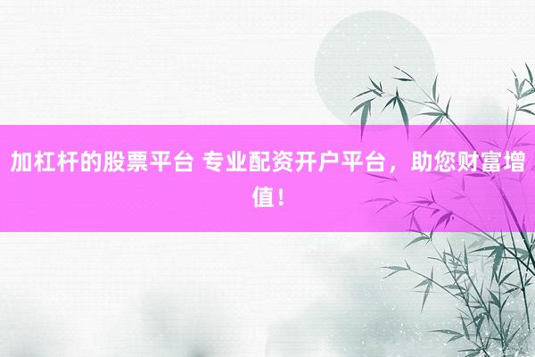 加杠杆的股票平台 专业配资开户平台，助您财富增值！