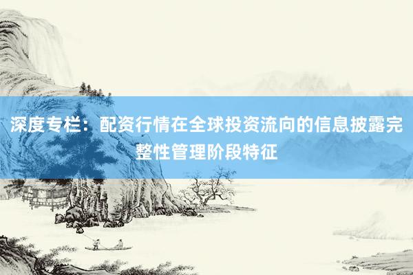 深度专栏：配资行情在全球投资流向的信息披露完整性管理阶段特征