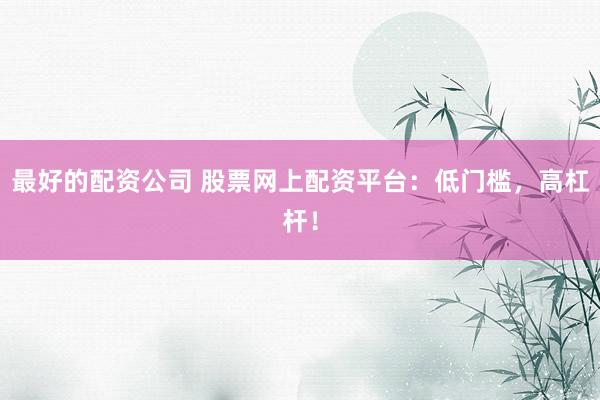 最好的配资公司 股票网上配资平台:低门槛,高杠杆!