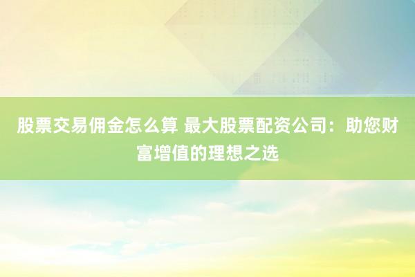 股票交易佣金怎么算 最大股票配资公司：助您财富增值的理想之选