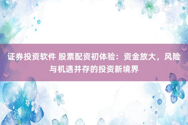 证券投资软件 股票配资初体验：资金放大，风险与机遇并存的投资新境界