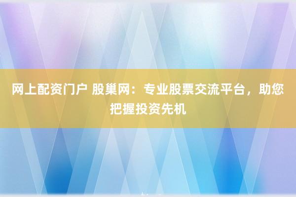 网上配资门户 股巢网：专业股票交流平台，助您把握投资先机