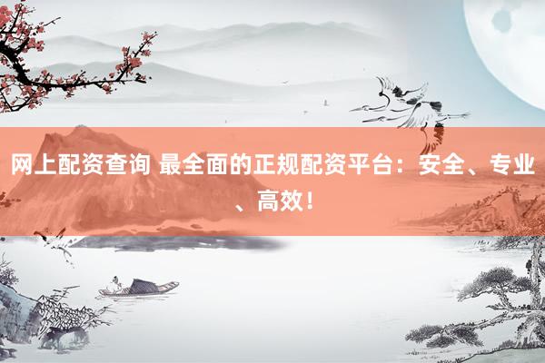 网上配资查询 最全面的正规配资平台：安全、专业、高效！
