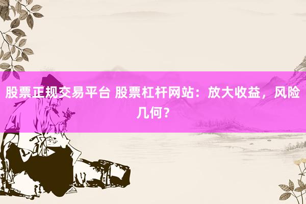 股票正规交易平台 股票杠杆网站：放大收益，风险几何？