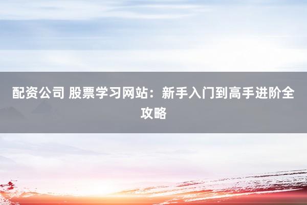 配资公司 股票学习网站：新手入门到高手进阶全攻略