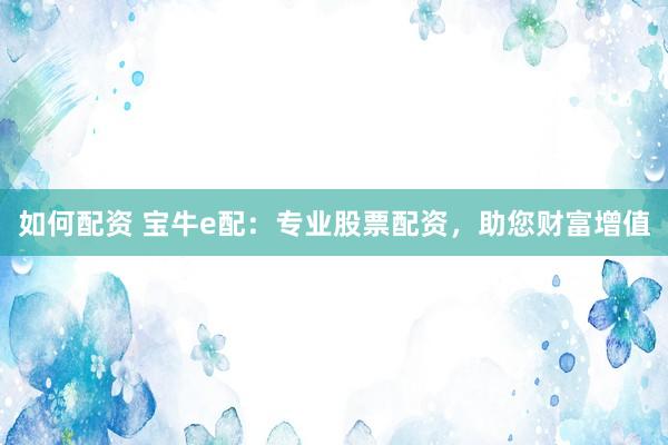 如何配资 宝牛e配：专业股票配资，助您财富增值